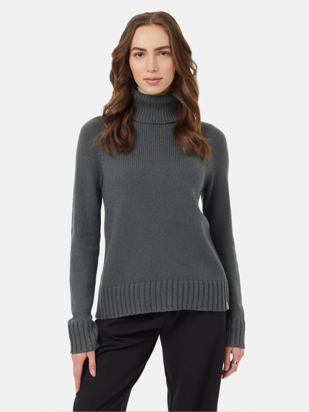 Tentree Women’s Medium Gray Highline Ribbed Wool Turtleneck Sweater